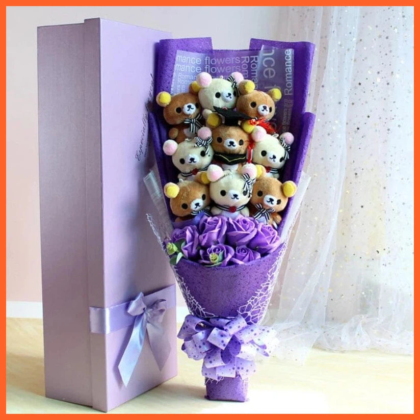 whatagift.com.au 3 / WITH GIFT BOX Teddy Bear Stuffed Animal Flower Plush Bouquet Gift | Best Gift for Birthday Valentine's Day Christmas