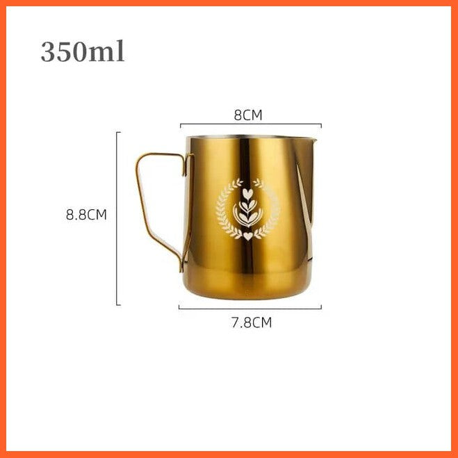 whatagift.com.au 350ML Gold 350 ML/ 600 ML Coffee Milk Frothing Pitcher Jug | Stainless Steel Latte Art Essential