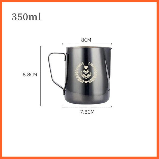 whatagift.com.au 350ML Gun Black 350 ML/ 600 ML Coffee Milk Frothing Pitcher Jug | Stainless Steel Latte Art Essential