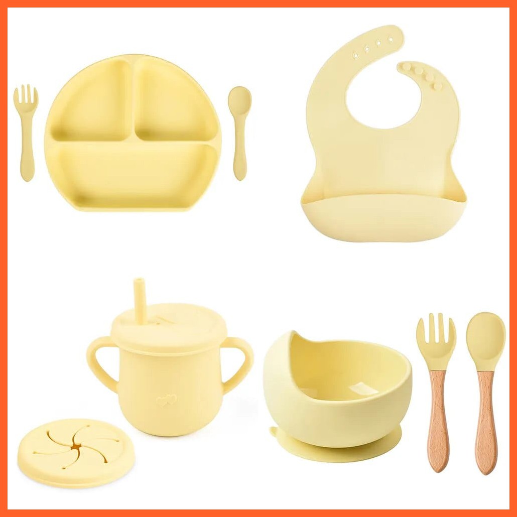 whatagift.com.au 4/6/8PCS Non-Slip Complete Silicone Baby Dining Set