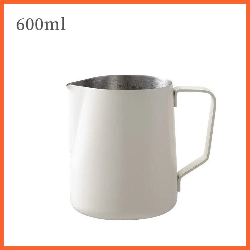 whatagift.com.au 600ML Beige 350 ML/ 600 ML Coffee Milk Frothing Pitcher Jug | Stainless Steel Latte Art Essential
