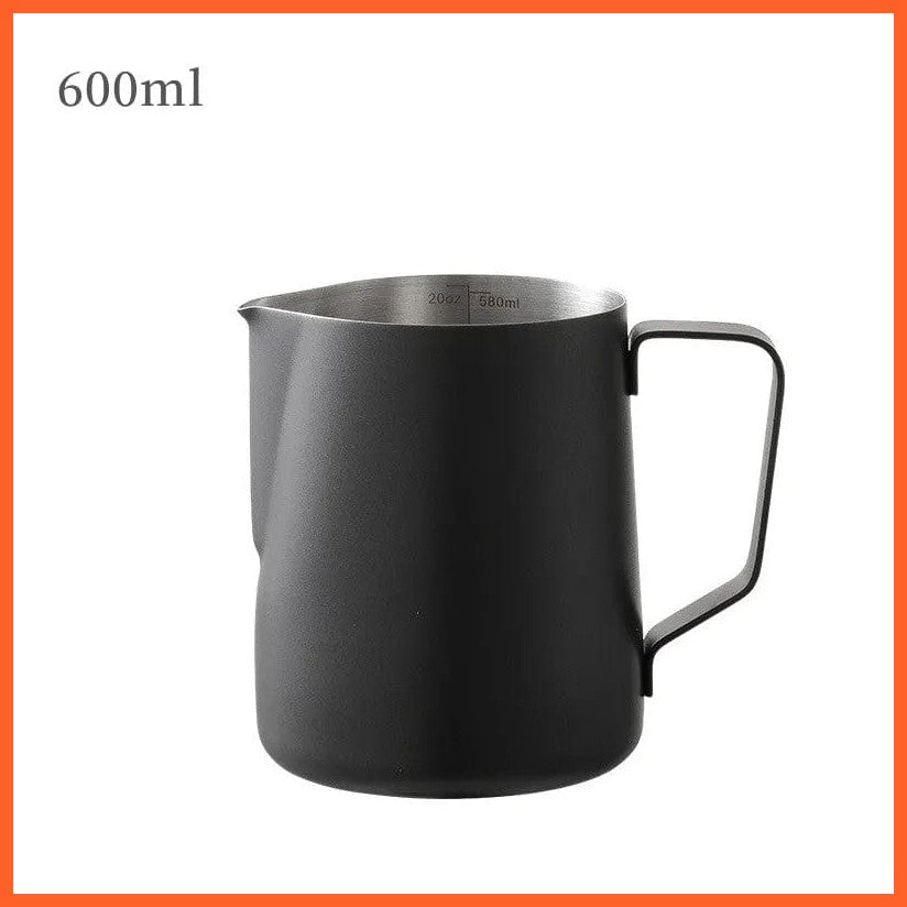 whatagift.com.au 600ML Black 350 ML/ 600 ML Coffee Milk Frothing Pitcher Jug | Stainless Steel Latte Art Essential