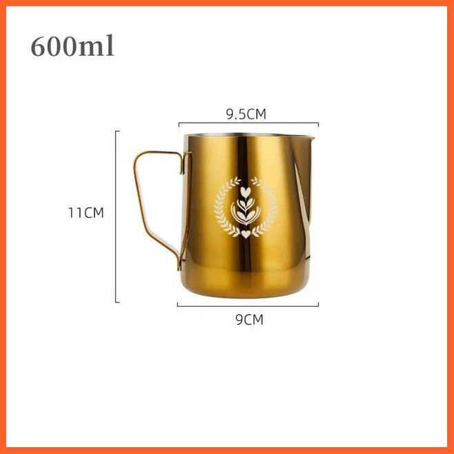 whatagift.com.au 600ML Gold 350 ML/ 600 ML Coffee Milk Frothing Pitcher Jug | Stainless Steel Latte Art Essential