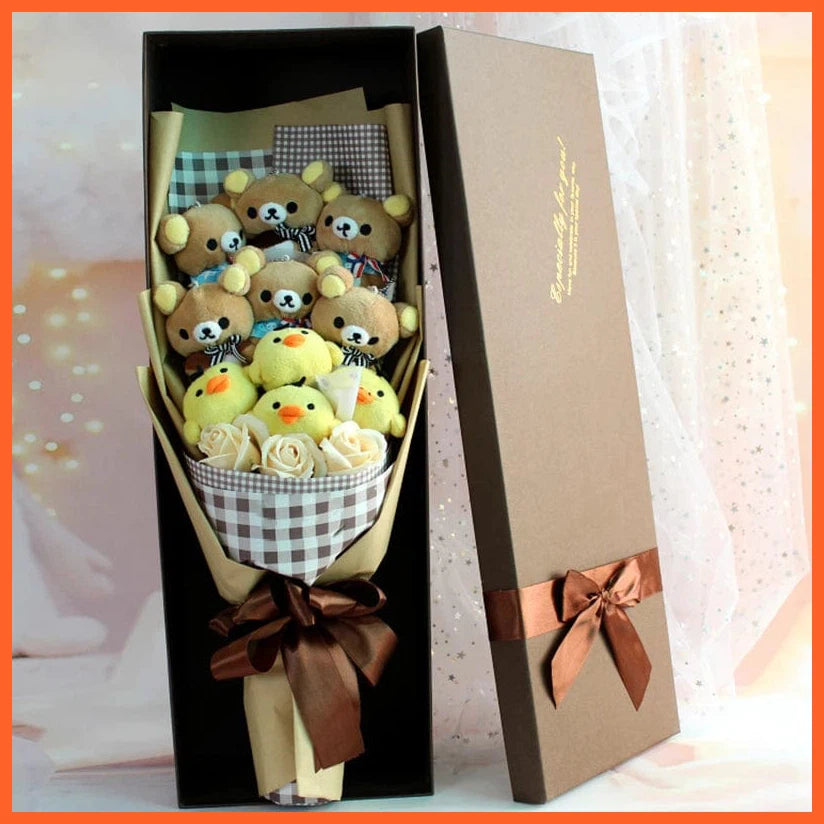 whatagift.com.au 8 / WITH GIFT BOX Teddy Bear Stuffed Animal Flower Plush Bouquet Gift | Best Gift for Birthday Valentine's Day Christmas