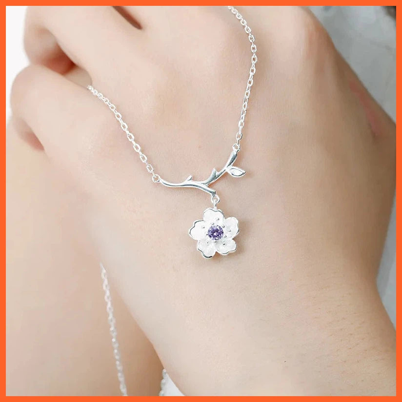 Romantic Cherry Blossoms Flower Jewelry Sets Pendant Cute Bridal Wedding Sets