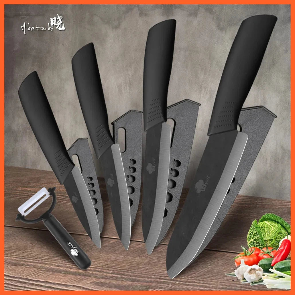 Ceramic Knives Kitchen Knives Set 3 4 5 6 Inch | Chef Knife With Vegetable Peeler White Zirconia Blade