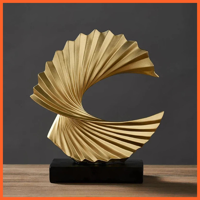 Modern Decor Abstract Sculpture Resin Art Golden Statue | Living Room Home Decoration Accessories