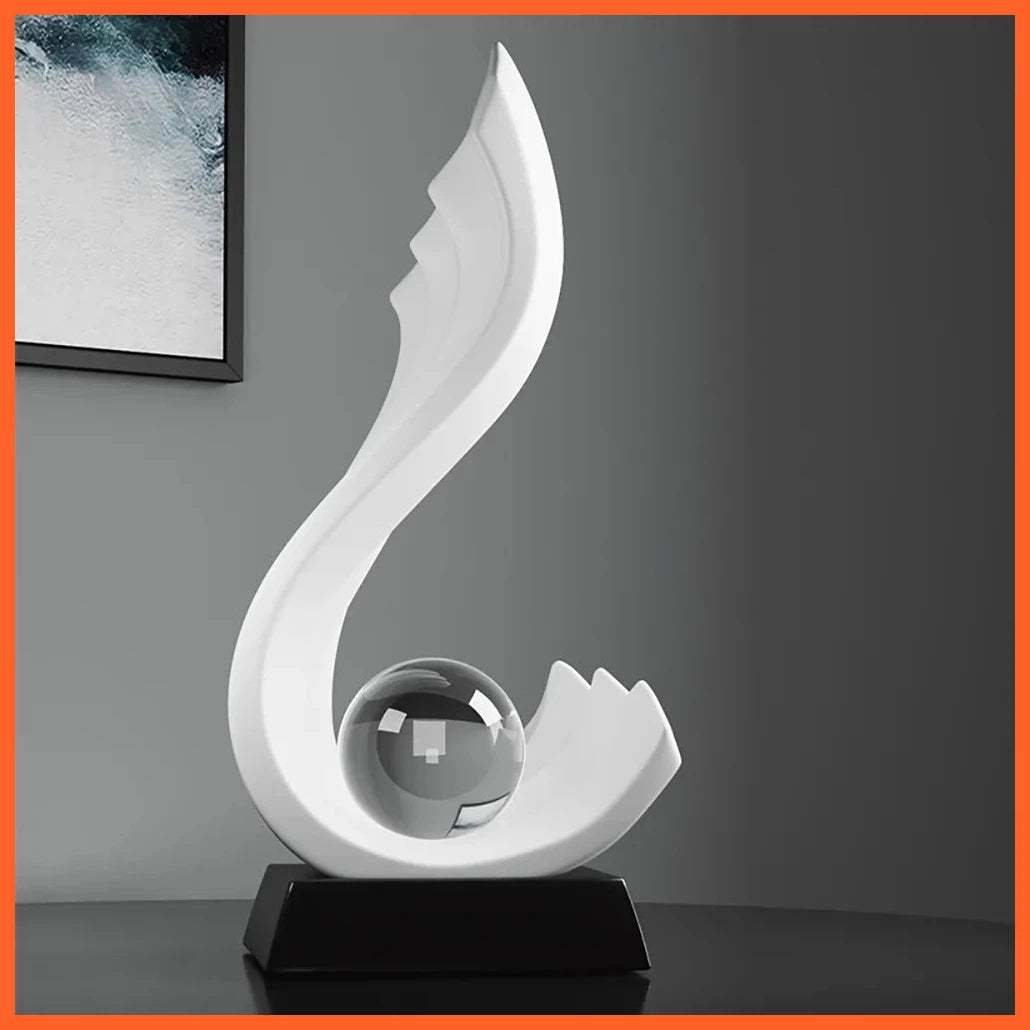 Nordic Style Home Decorations Irregular Wave Statue | Crystal Ball Simple Living Room Cabinet Resin Sculptures