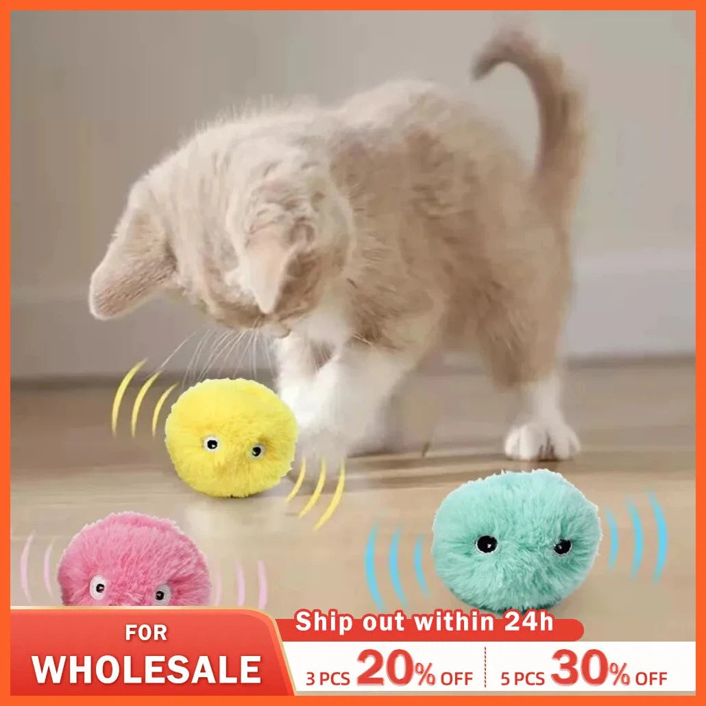 Interactive Ball Smart Cat Toys Plush Electric Catnip Training Toy Kitten Touch Sounding Pet Product Squeak Toy Ball