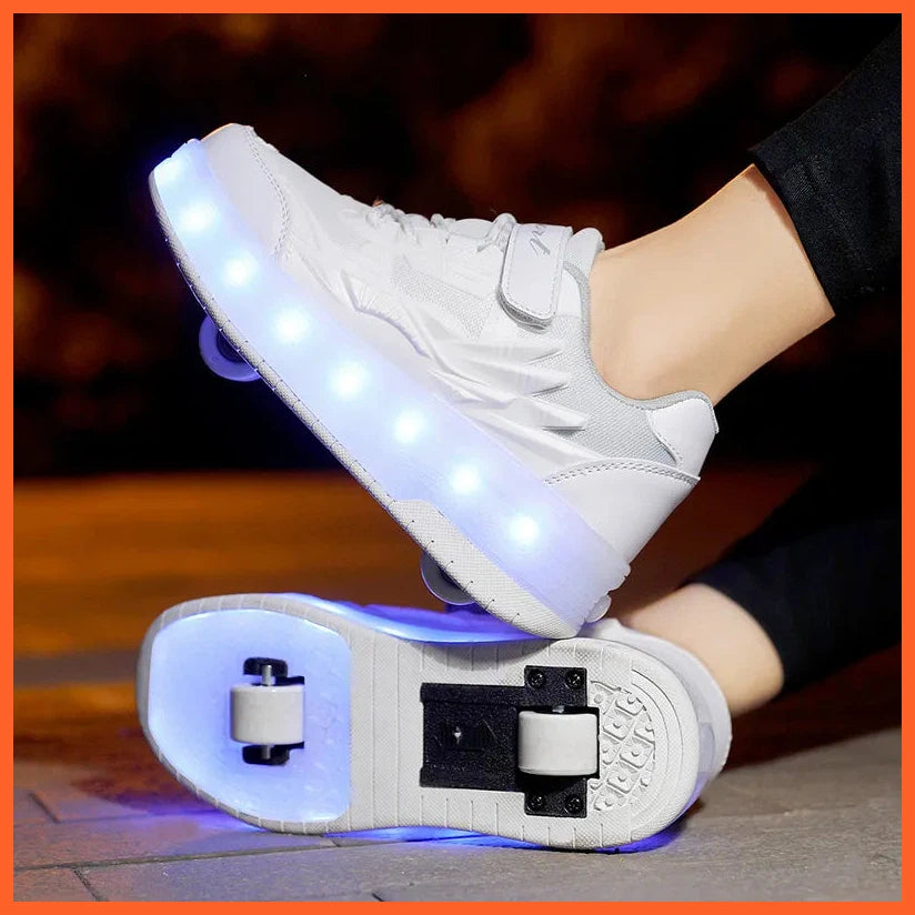 Kids Led Roller Skate Shoes | Led Light Boys Girls Sneakers With 2 Wheels