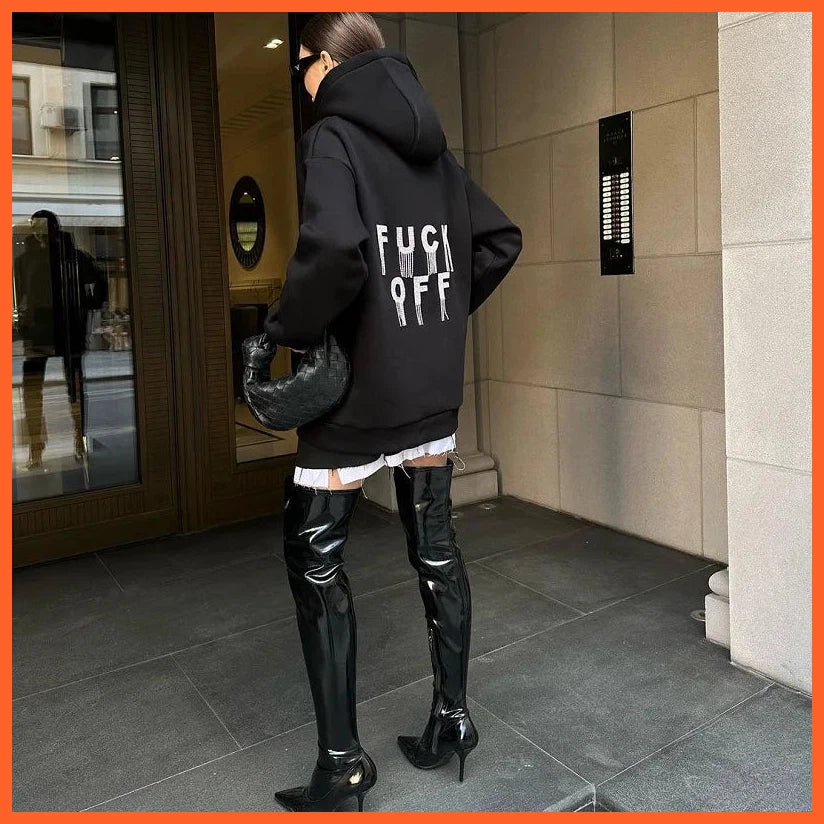 Street Spice Y2K Hoodie Sweatshirts Women Fashion Brand Autumn Winter Loose Letter Hot Drill Fringe Hooded Coat Woman