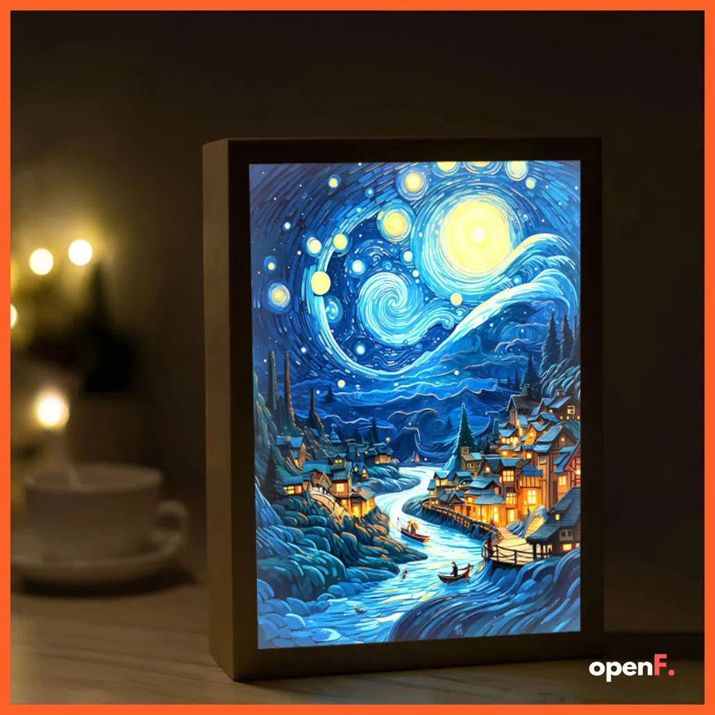 Van Gogh Art Led Light Painting Room Decor Usb Lamp | Wireless Charging | Light Home Gift