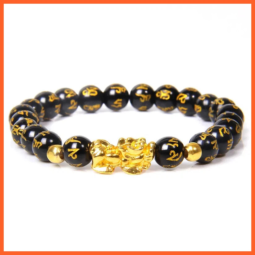 Bracelet Natural Obsidian Stone Beads Bracelets For Women Men Wealth Good Luck Buddha Unisex Wristband Jewelry