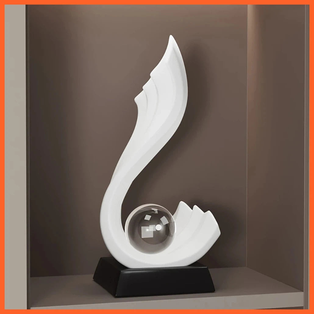 Nordic Style Home Decorations Irregular Wave Statue | Crystal Ball Simple Living Room Cabinet Resin Sculptures