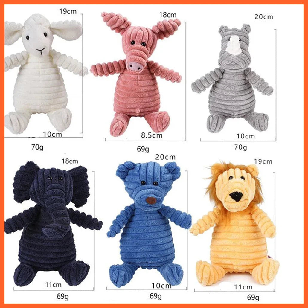 Plush Dog Toy Animals Shape Bite Resistant Squeaky Toys Corduroy Dog Toys For Small Large Dogs Puppy Pets Training Accessories