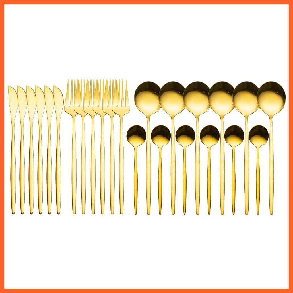 whatagift.com.au China / gold 24pcs Gold Dinnerware Knife Fork Spoon Stainless Steel Set  | Cutlery Set