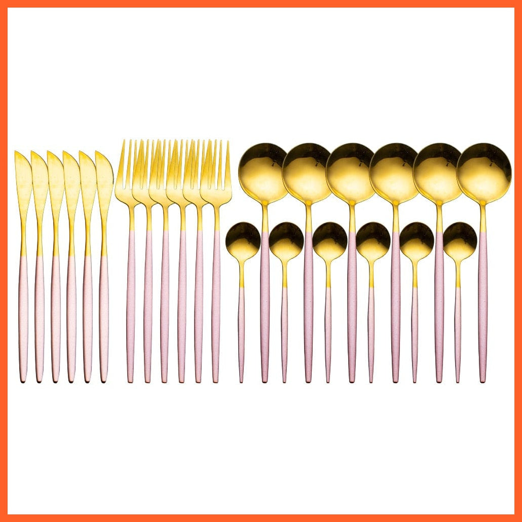 whatagift.com.au China / Pink gold 24pcs Gold Dinnerware Knife Fork Spoon Stainless Steel Set  | Cutlery Set