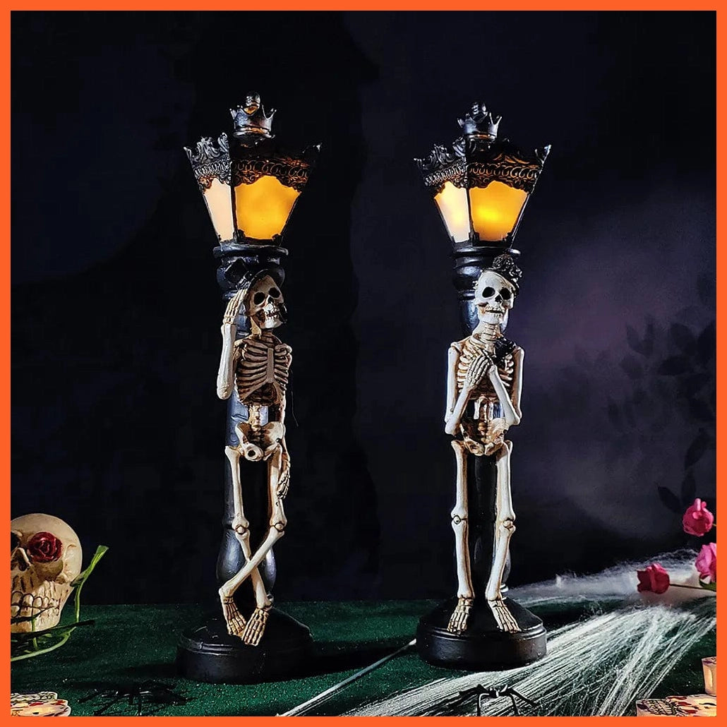 whatagift.com.au Halloween Glow Resin Skeleton Street Lamp for Home Table | Halloween Party Decoration Supplies