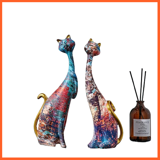 Oil Painting Cat Statues | Modern Sculpture Room Decoration Accessories