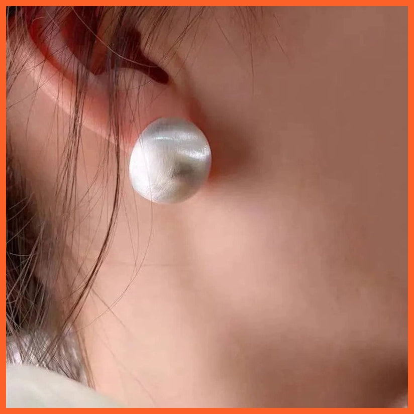 whatagift.com.au silver color 2023 New Fashion Minimal Design Gold Silver Color Spherical Matte Metal Ear Studs Women's Fashion Perforated Earrings Jewelry