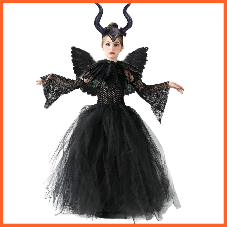 whatagift.com.au 0 Halloween Costume Maleficent Tutu Dress | Cosplay Evil Queen Black Mesh Dress