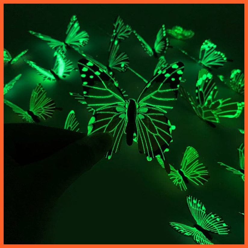 whatagift.com.au 12/24 Luminous 3D Butterfly Wall Sticker for Kids Bedroom Glow in Dark Wallpaper Decoration