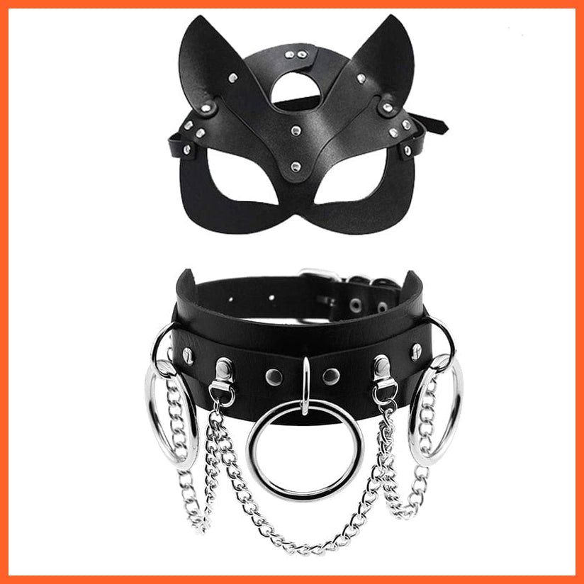 whatagift.com.au 2 pcs A Women Sexy Leather Half face Fancy Masks | Halloween Cat Mask