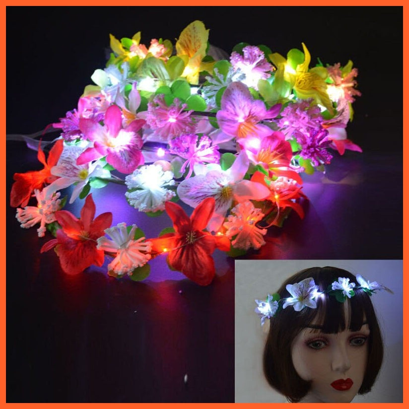 whatagift.com.au 36 10pcs Adult Kids Glowing LED Party Accessories | Cat Bunny Crown Flower Headband | Halloween Party