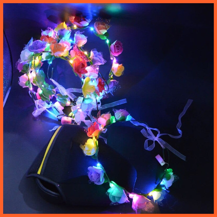 whatagift.com.au 37 10pcs Adult Kids Glowing LED Party Accessories | Cat Bunny Crown Flower Headband | Halloween Party