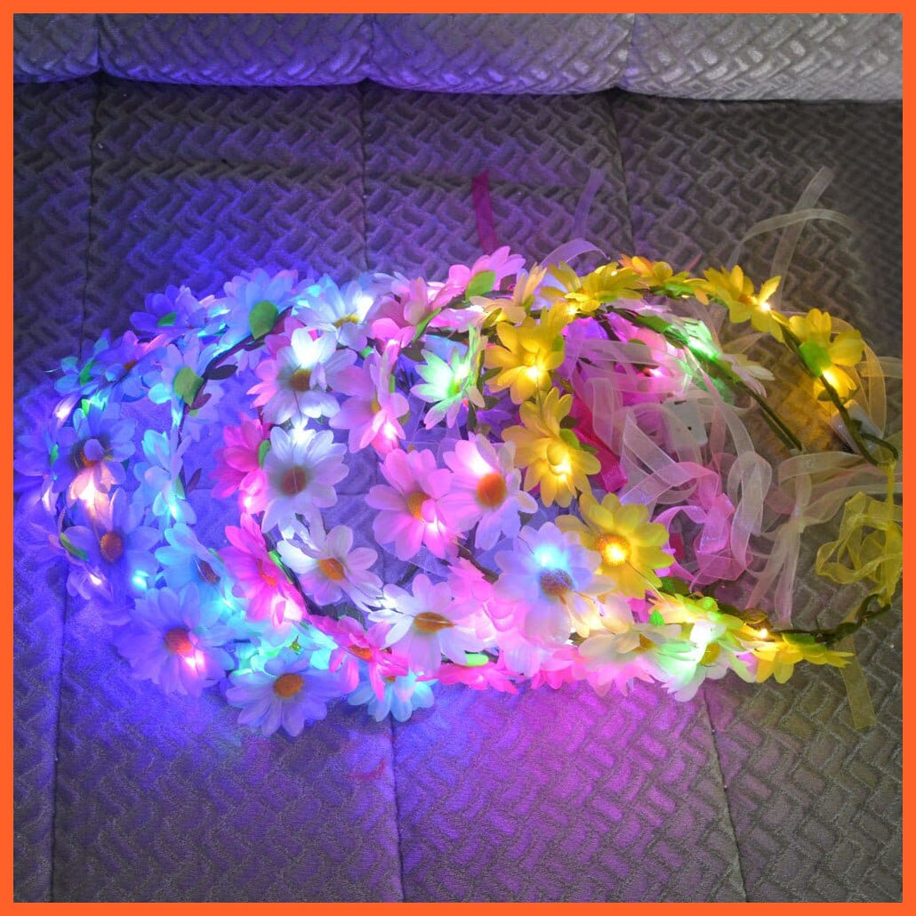 whatagift.com.au 38 10pcs Adult Kids Glowing LED Party Accessories | Cat Bunny Crown Flower Headband | Halloween Party