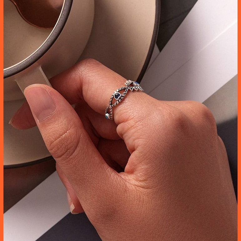 whatagift.com.au 925 Sterling Silver Hollow Design Shining Demon Eye Ring for Women
