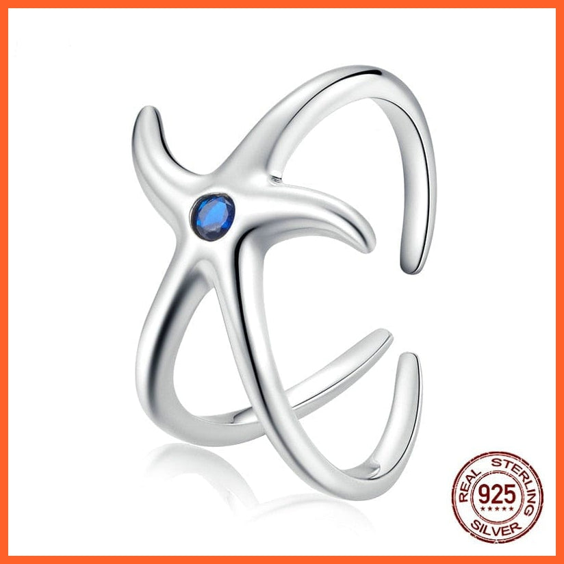 whatagift.com.au 925 Sterling Silver Starfish Open Ring for Women
