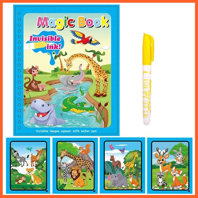 whatagift.com.au Art & Craft animal Animal Zoo Magic Water Drawing Book | Coloring Cartoon Magic Pen Kids Gifts
