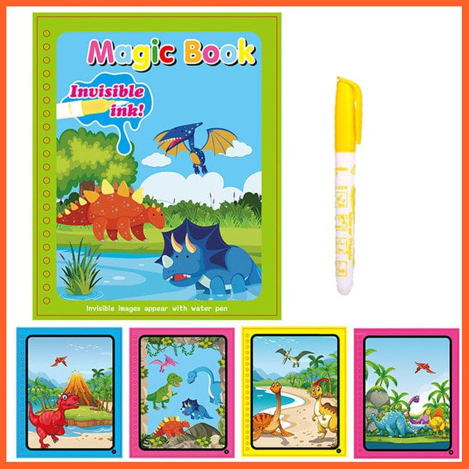 whatagift.com.au Art & Craft dinosaur Animal Zoo Magic Water Drawing Book | Coloring Cartoon Magic Pen Kids Gifts