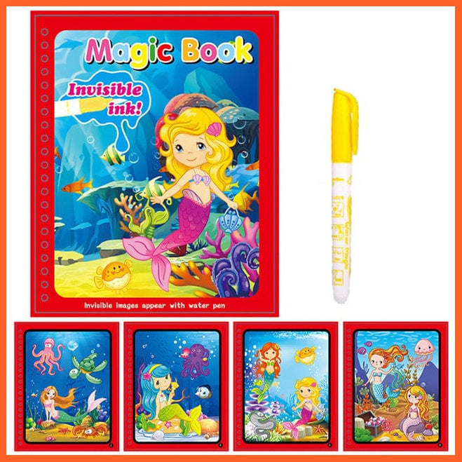 whatagift.com.au Art & Craft Mermaid Animal Zoo Magic Water Drawing Book | Coloring Cartoon Magic Pen Kids Gifts