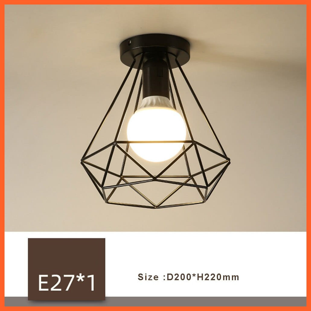 whatagift.com.au B No with Bulb / China Retro Loft E27 LED Ceiling Lamp | Indoor Cage Vintage Ceiling Lighting