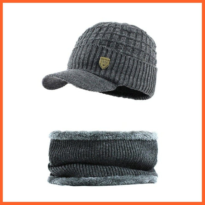 Unisex Skullies Beanies Men Scarf Knitted Cap |   Warm Wool Thick Winter Hats For Men Women Beanie | whatagift.com.au.