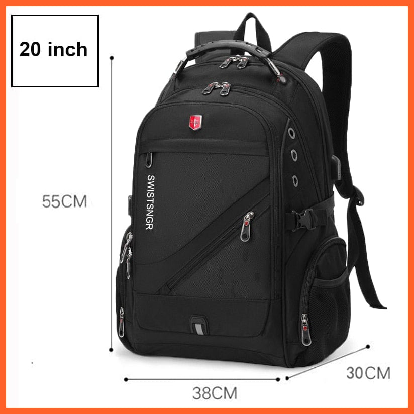 whatagift.com.au Black-20 inch / China Waterproof 17-Inch Laptop Backpack| USB Charging Travel Rucksack Backpack