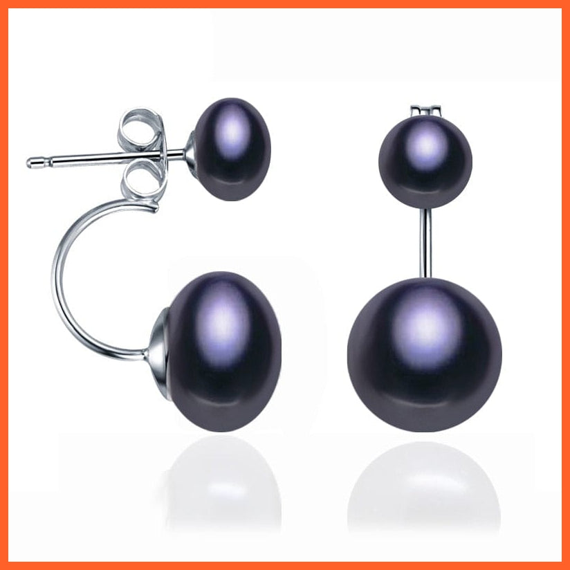whatagift.com.au black pearl earring Natural Double Pearl White and Black Stud Earrings for Women