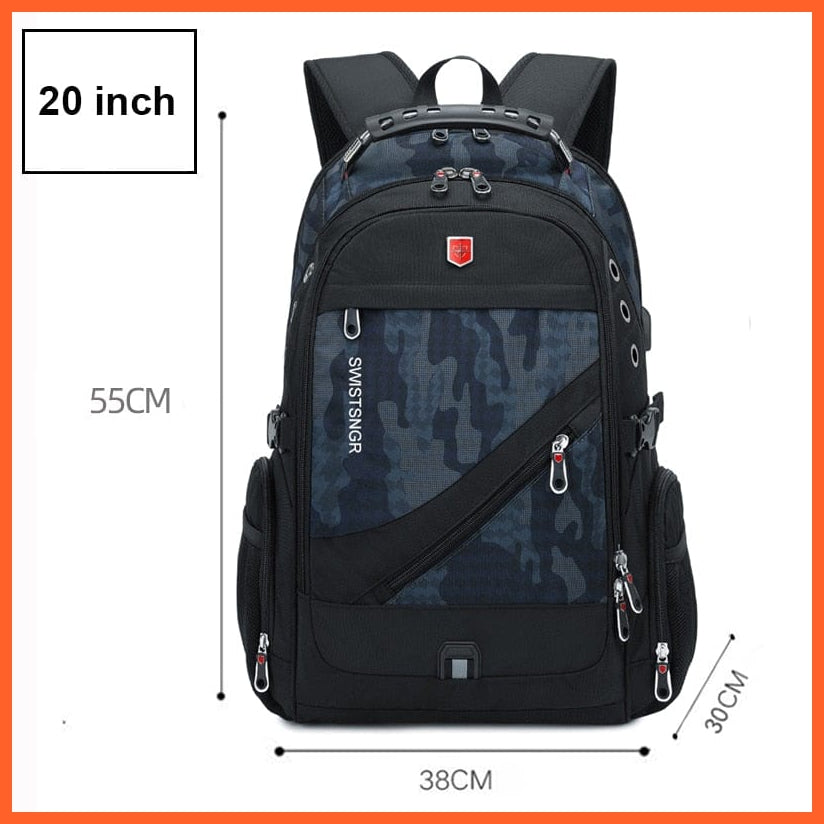 whatagift.com.au Camouflage-20 inch / China Waterproof 17-Inch Laptop Backpack| USB Charging Travel Rucksack Backpack