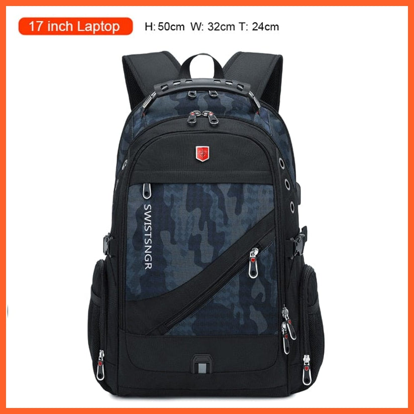 whatagift.com.au Camouflage grey / China Waterproof 17-Inch Laptop Backpack| USB Charging Travel Rucksack Backpack