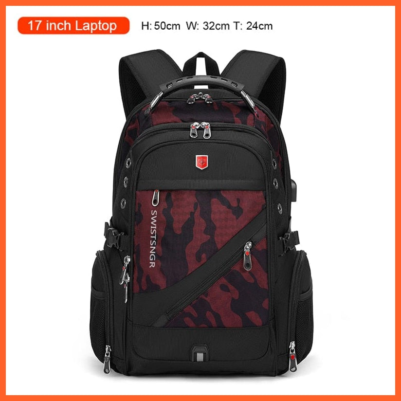 whatagift.com.au Camouflage red / China Waterproof 17-Inch Laptop Backpack| USB Charging Travel Rucksack Backpack
