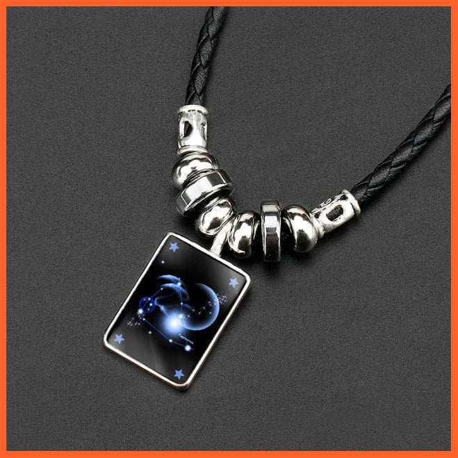whatagift.com.au Capricorn Constellation Zodiac Sign Black Braided Leather Bracelet
