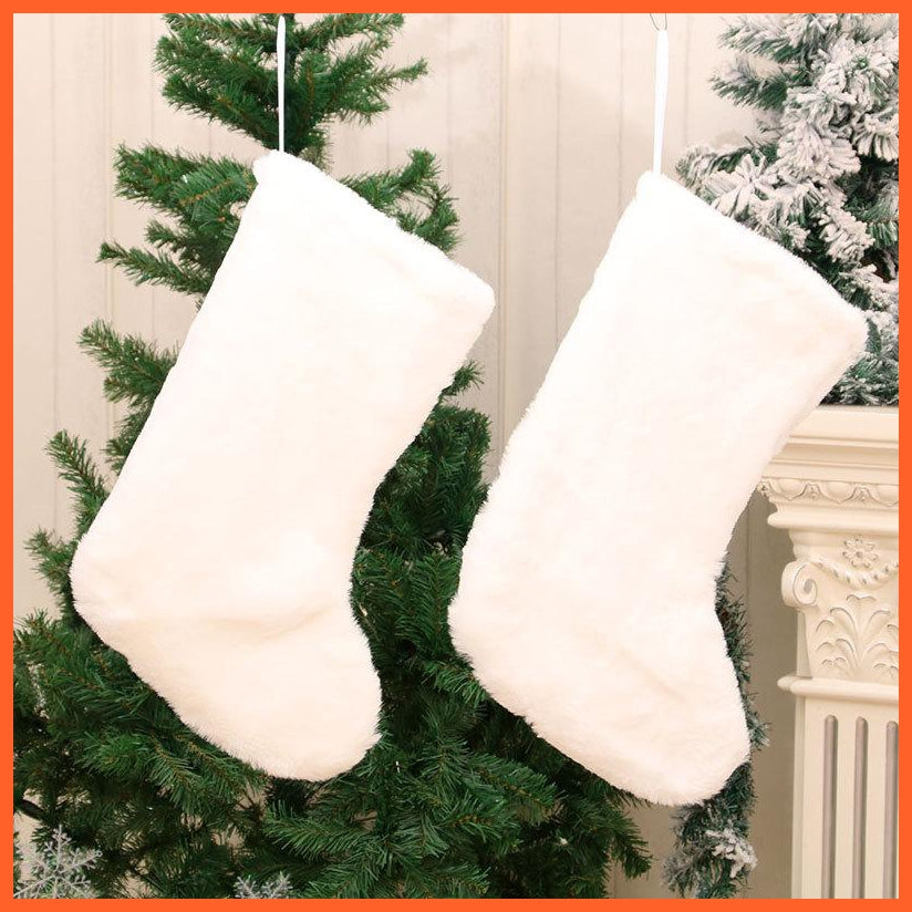 Pure White Plush Christmas Stocking | whatagift.com.au.