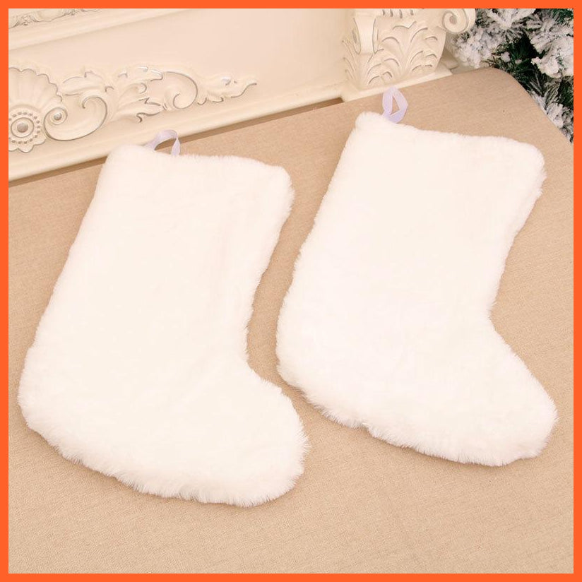 Pure White Plush Christmas Stocking | whatagift.com.au.
