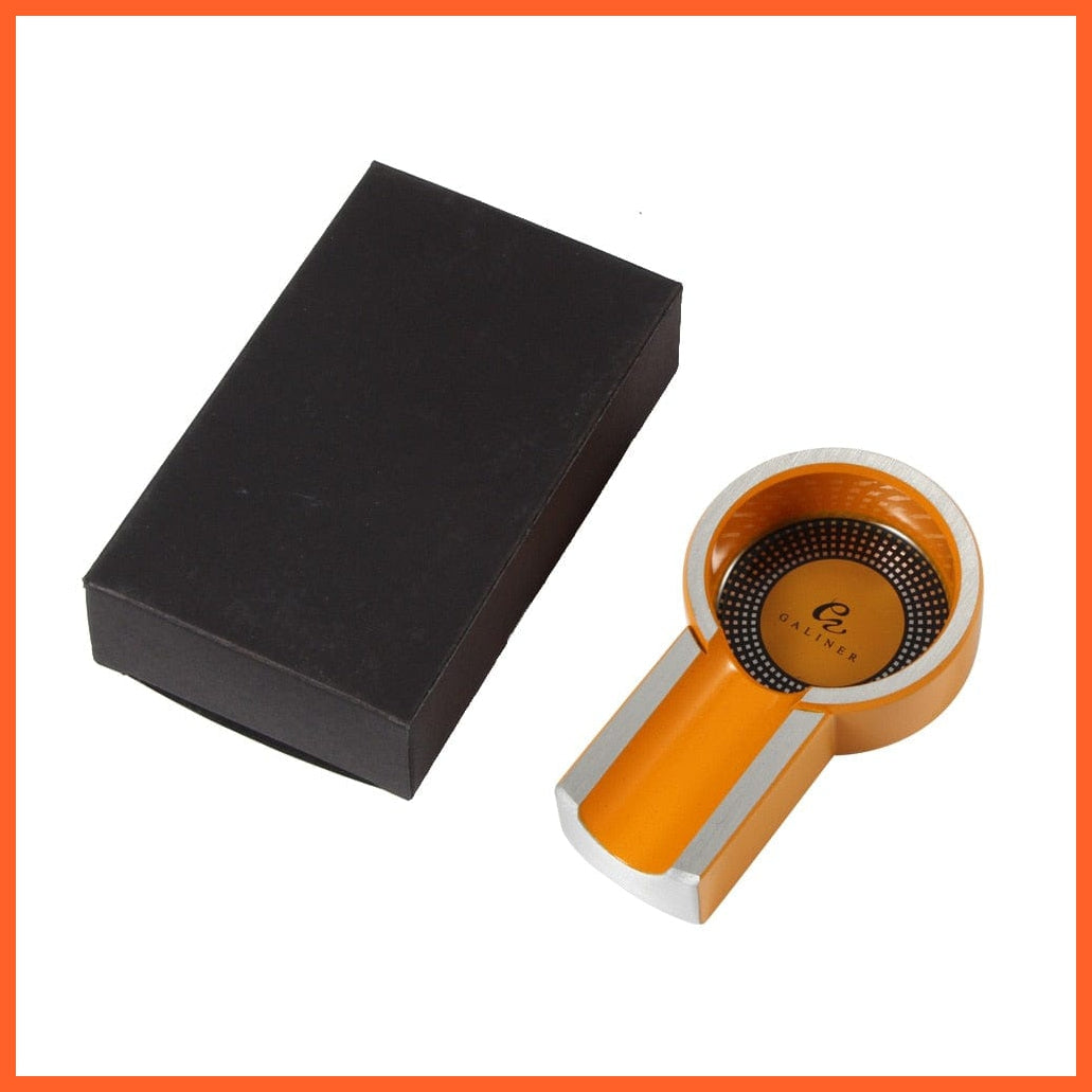 Metal Pocket Cigar Ashtray | Outdoor Car Cigar Gadgets | Ceramic Single Cigar Holder Round Ash Slot Gift Box | whatagift.com.au.