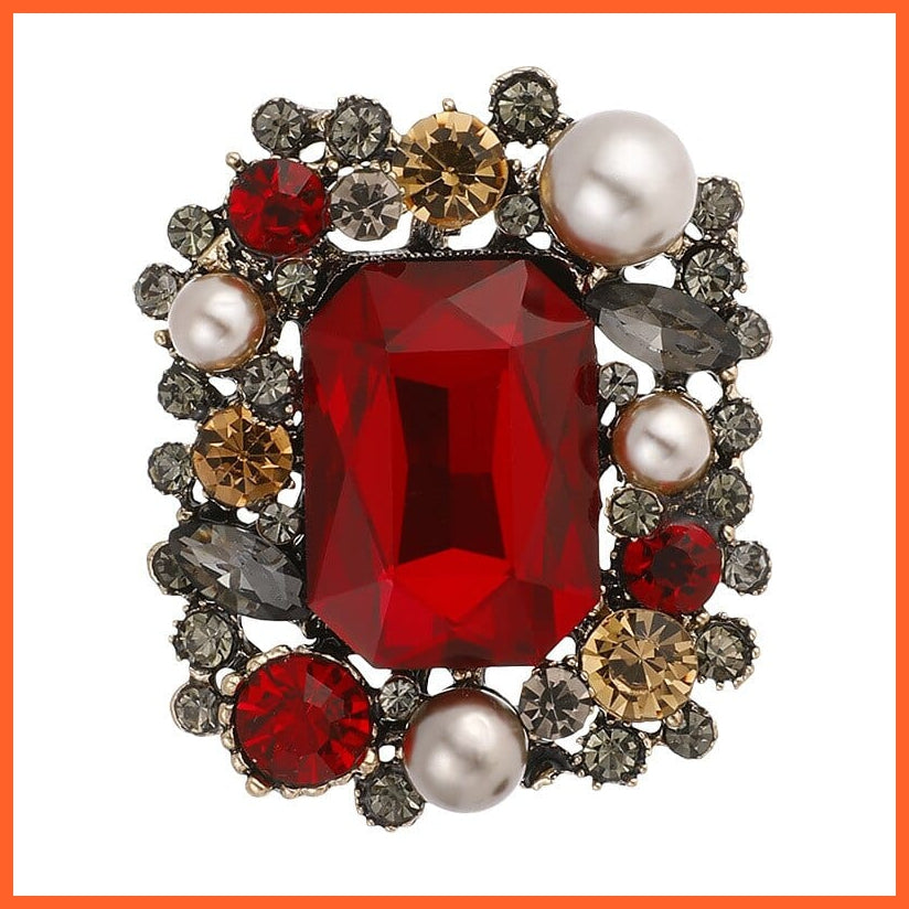 whatagift.com.au Classic Pearl Crystal Square Brooch Pin For Women