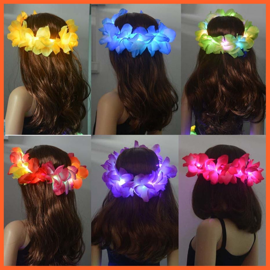whatagift.com.au colorful flower 10pcs Adult Kids Glowing LED Party Accessories | Cat Bunny Crown Flower Headband | Halloween Party