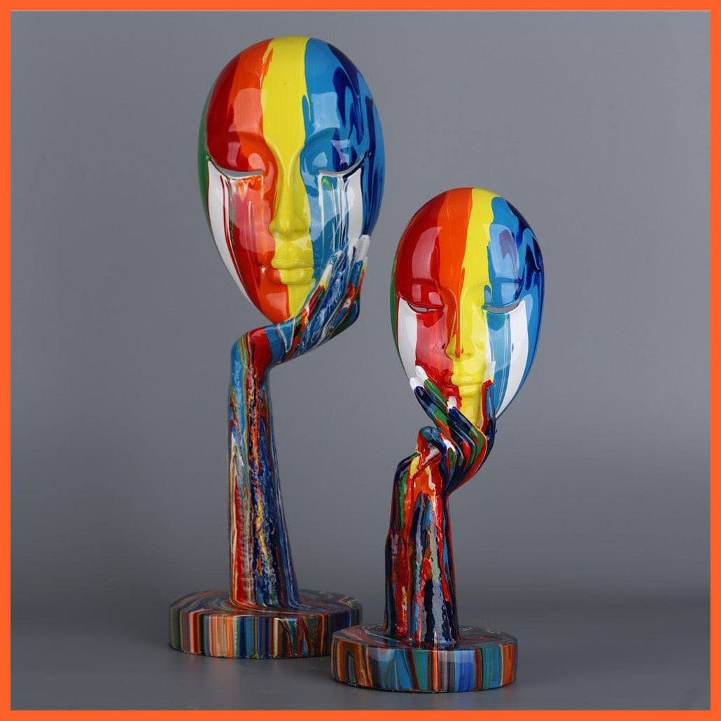 whatagift.com.au Creative Painted Colorful Woman Face Statues | Decoration Home Wine Cabinet Office Decoration