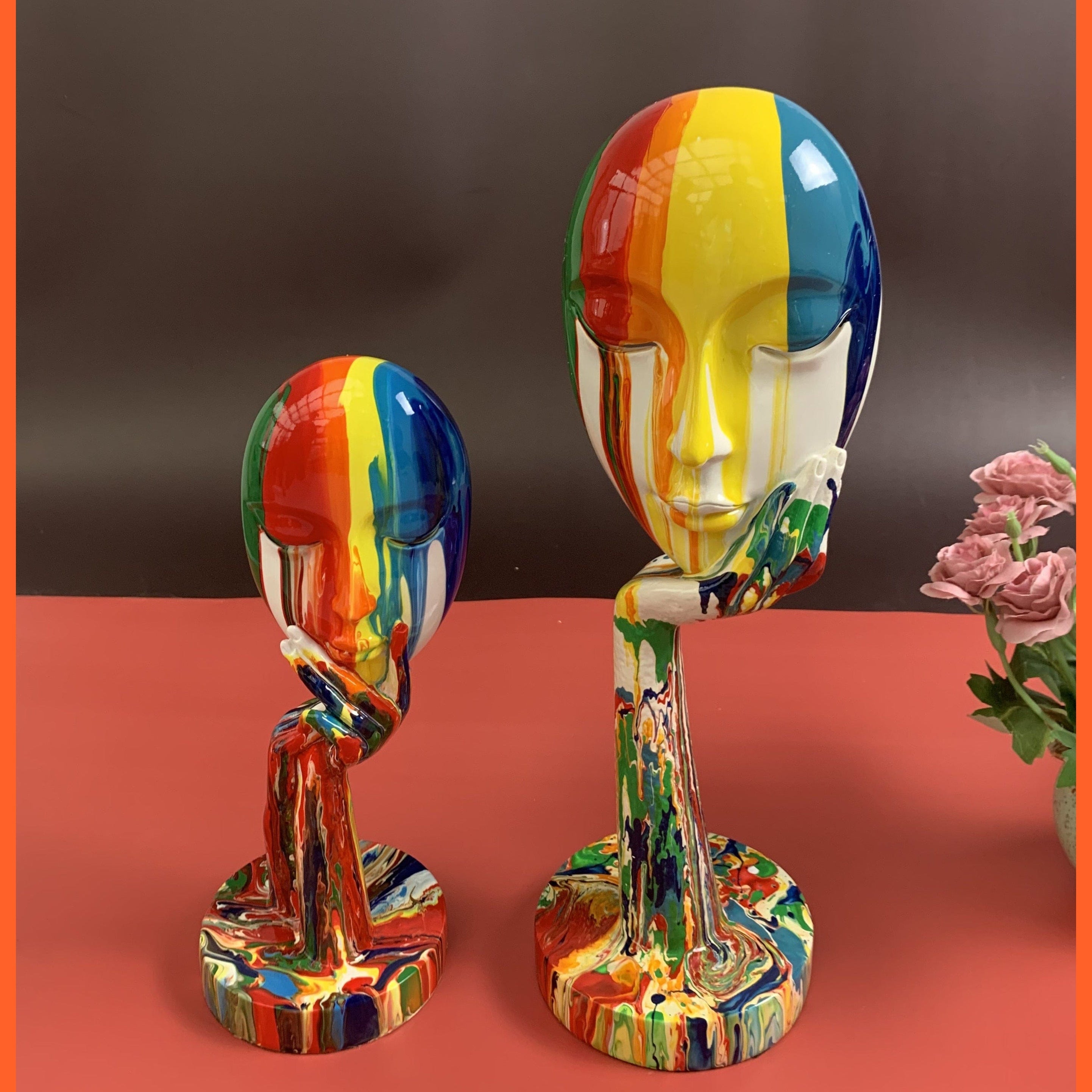 whatagift.com.au Creative Painted Colorful Woman Face Statues | Decoration Home Wine Cabinet Office Decoration